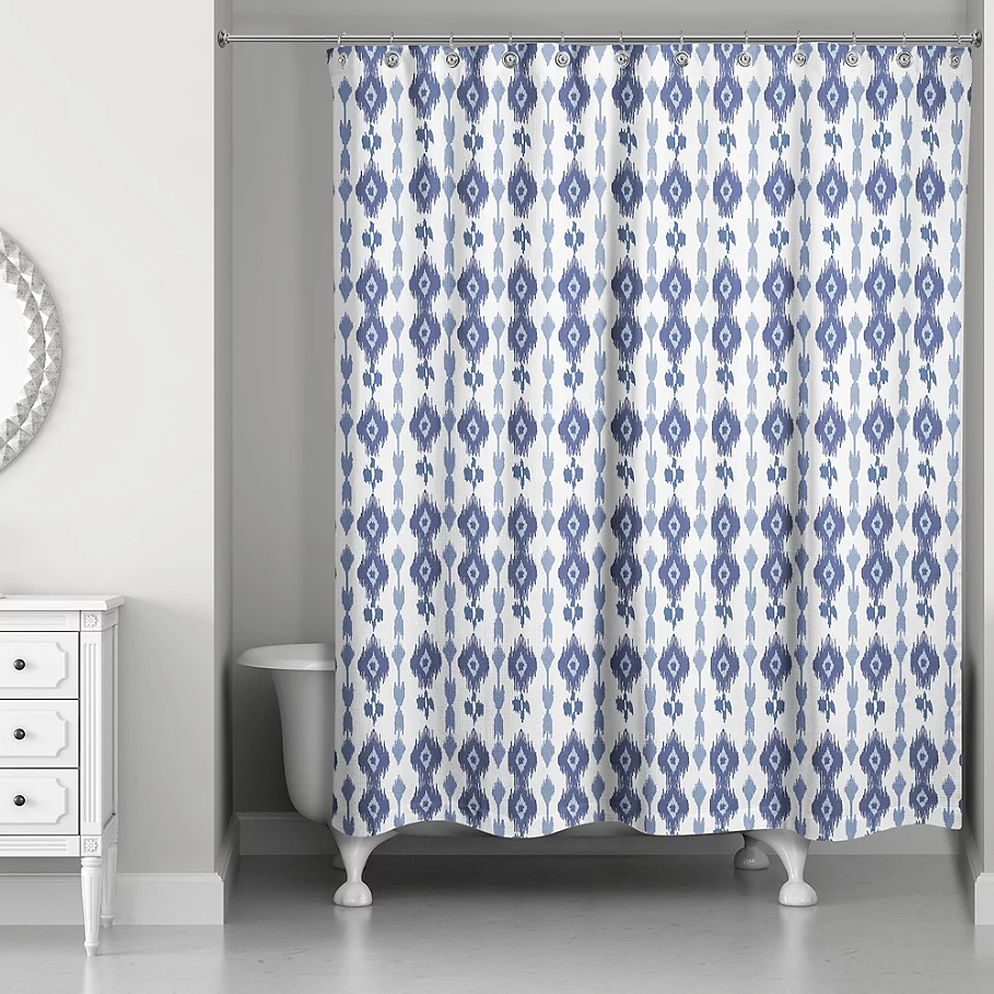 Designs Direct Southwest Ikat Shower Curtain in Navy