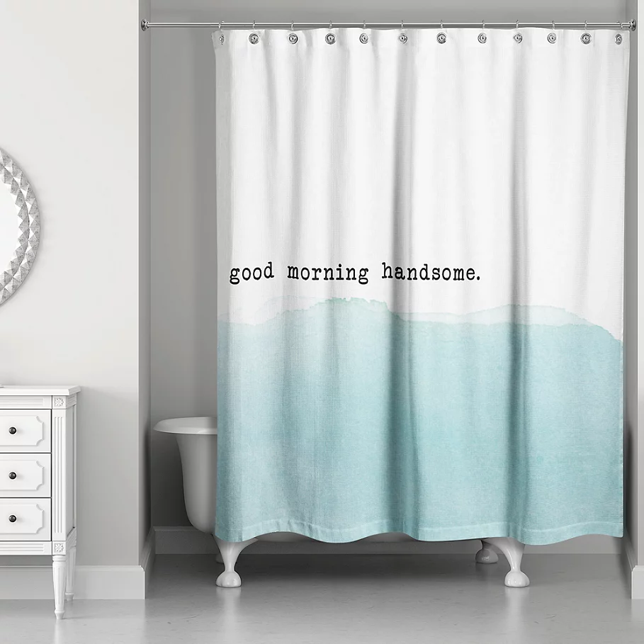 Designs Direct Good Morning Handsome Shower Curtain in Blue