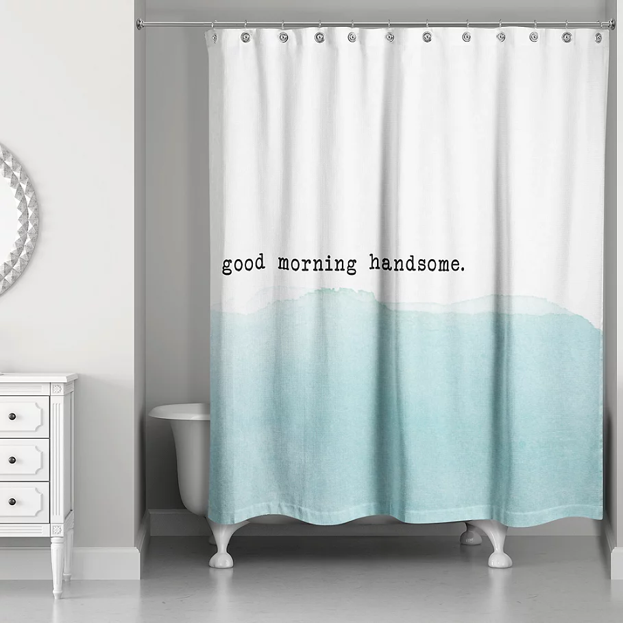  Designs Direct Good Morning Handsome Shower Curtain in Blue