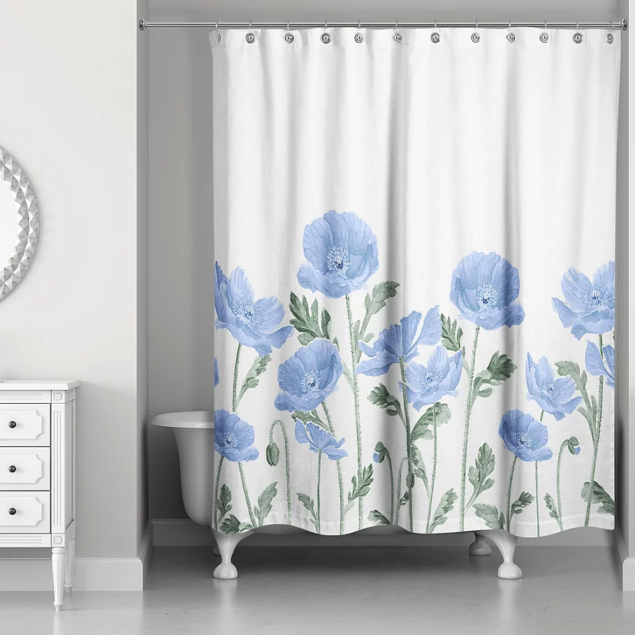  Designs Direct Wildflower Field Shower Curtain in Blue