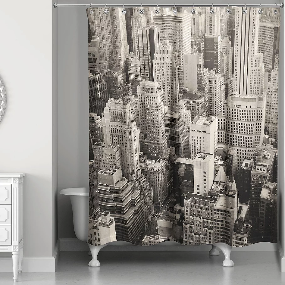 Designs Direct New York City Shower Curtain in WhiteGrey