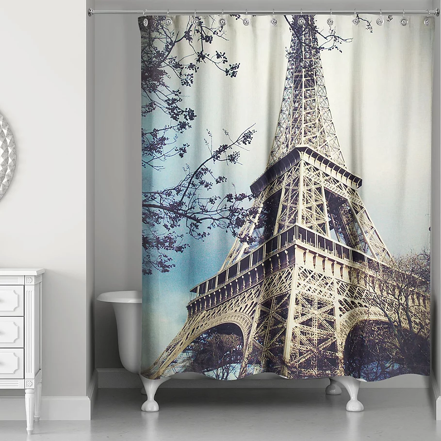 Designs Direct Hazy Eiffel Tower Shower Curtain