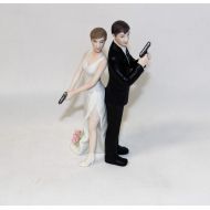 Designs by Suzanne Wedding Party Police Cop Both Dark Hair Cake Topper