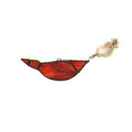 /DesignsStainedGlass Stained glass bird suncatcher, window decoration, orange funky bird lover ornament, light catcher