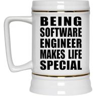 Gifts, Being Software Engineer Makes Life Special, 22oz Beer Stein Ceramic Tankard Mug with Handle for Freezer, for Birthday Anniversary Valentines Day Mothers Fathers Day Party