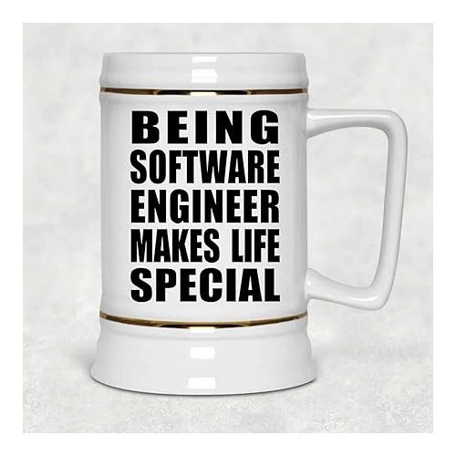  Gifts, Being Software Engineer Makes Life Special, 22oz Beer Stein Ceramic Tankard Mug with Handle for Freezer, for Birthday Anniversary Valentines Day Mothers Fathers Day Party