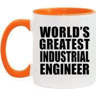 Gifts, World's Greatest Industrial Engineer, 11oz Accent Coffee Mug Orange Ceramic Tea-Cup with Handle, for Birthday Anniversary Valentines Day Mothers Fathers Day Party, to Men Women Him