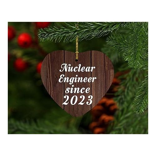  Gifts, Nuclear Engineer Since 2023, Heart Ornament D Xmas Tree Hanging Santa Decoration, for Birthday Anniversary Valentines Mothers Fathers Day Party, to Men Women Him Her Friend Mom Dad