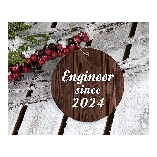  Gifts, Engineer Since 2024, Circle Ornament D Xmas Tree Hanging Santa Decoration, for Birthday Anniversary Valentines Mothers Fathers Day Party, to Men Women Him Her Friend Mom Dad Wife