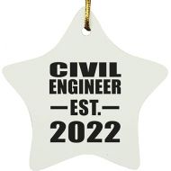 Gifts, Civil Engineer Established EST. 2022, Star Ornament Xmas Tree Hanging Santa Decoration, for Birthday Anniversary Parents Mothers Day Fathers Day Party, to Men Women Him Her Friend