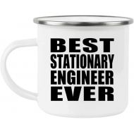Gifts, Best Stationary Engineer Ever, 12oz Camping Mug Stainless Steel Enamel Tea-Cup with Handle, for Birthday Anniversary Mothers Day Fathers Day Parents Day Party, to Men Women Him Her