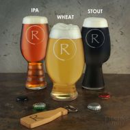 /DesignstheLimit Personalized Craft Beer Gift Set of IPA, Stout, & Wheat Beer Glasses Engraved with Monogram Design Options with Font Selection (Set of 3)