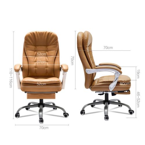  Desk Chairs Chairs Sofas Home Computer Chair Leather Office Chair Leather Chair Study Room Back seat Reclining Lift Armchair (Color : Brass, Size : 70cm70cm116cm)