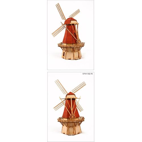  YOUNGMODELER Desktop Wooden Model Kit Dutch windmill 2