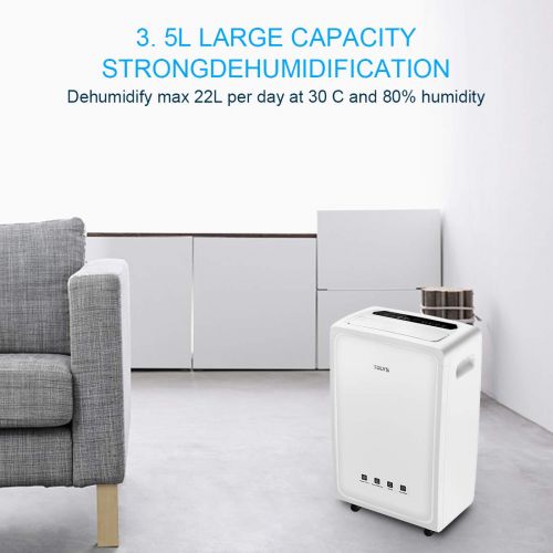  Desktop TOLYS 70 Pint Portable Dehumidifier  Large Capacity Home Dehumidifier  4000Sq Feet Coverage  Practical and Ergonomic  Fan Wheels and Automatic Drainage  Ideal for Basements, A