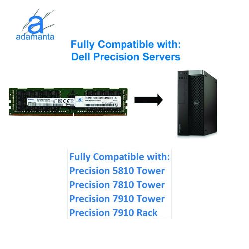  Adamanta 16GB (1x16GB) Server Memory Upgrade Compatible with Dell Poweredge, HP Apollo & HP Proliant Servers DDR4 2400MHZ PC4-19200 ECC Registered Chip 2Rx4 CL17 1.2v DRAM RAM