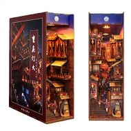 Desmond 3D Wooden Creative DIY Book Stand Brightly Lit Streets Handmade Puzzles Artistic Kawaii Dollhouse with Sensor Light Bookends Miniature Furniture Bookshelf Decoration Educational To