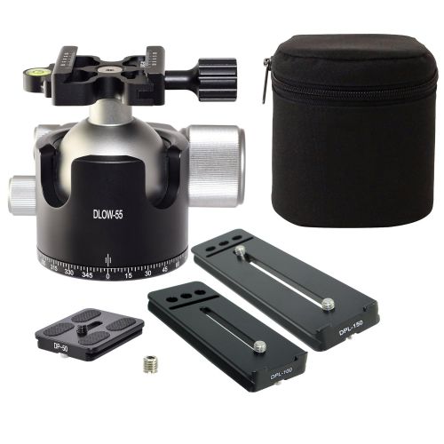  Desmond DLOW-55 Tele Lens Kit 55mm Low Profile Ball Head & 3 QR Plate Arca  RRS Compatible w Pan Lock for Tripod