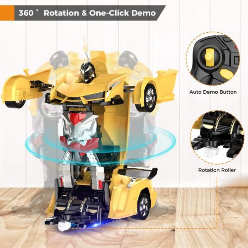  Desuccus Remote Control Car, Transform Robot RC Cars for Kids Toys, 2.4Ghz 1:18 Scale Racing Car with One-Button Deformation, 360°Drifting, Christmas Birthday Gifts for Boys Girls