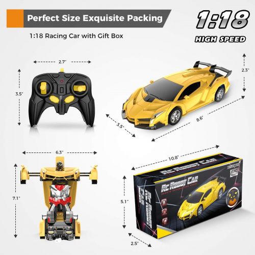  Desuccus Remote Control Car, Transform Robot RC Cars for Kids Toys, 2.4Ghz 1:18 Scale Racing Car with One-Button Deformation, 360°Drifting, Christmas Birthday Gifts for Boys Girls