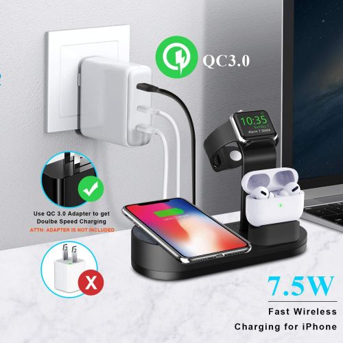  [아마존베스트]Deszon Wireless Charger iWatch Stand Compatible with iWatch Series SE 6 5 4 3 2 1, AirPods Pro Airpods and Phone Series 12 SE 11 11 pro 11 Pro Max Xs X Max XR X 8 8P(No Adapter)