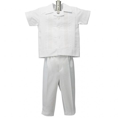  Details and Traditions Boys Guayabera Shirt, Boys Baptism Shirt w Pants Set, Mexican Wedding Shirt, Cotton Guayaberas, style 902