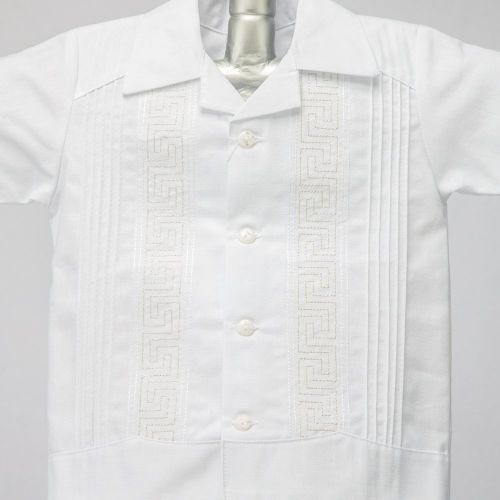  Details and Traditions Boys Guayabera Shirt, Boys Baptism Shirt w Pants Set, Mexican Wedding Shirt, Cotton Guayaberas, style 902