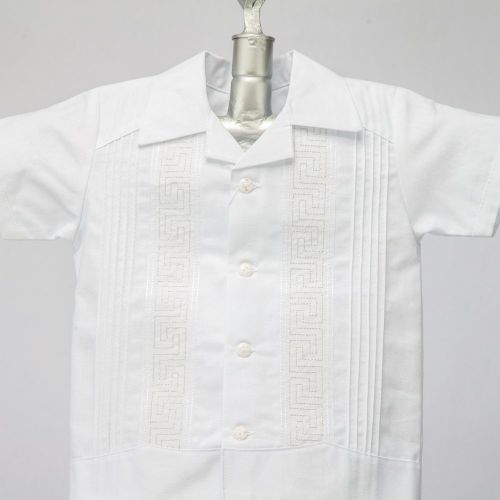  Details and Traditions Boys Guayabera Shirt, Boys Baptism Shirt w Pants Set, Mexican Wedding Shirt, Cotton Guayaberas, style 902