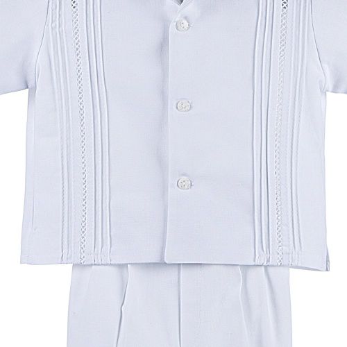  Details and Traditions Boys Guayabera Shirt, Boys Baptism Shirt w Pants Set, Mexican Wedding Shirt, Cotton Guayaberas, style 908