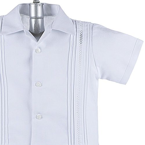  Details and Traditions Boys Guayabera Shirt, Boys Baptism Shirt w Pants Set, Mexican Wedding Shirt, Cotton Guayaberas, style 908