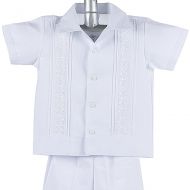 Details and Traditions Boys Guayabera Shirt, Boys Baptism Shirt w Pants Set, Mexican Wedding Shirt, Cotton Guayaberas, style 910