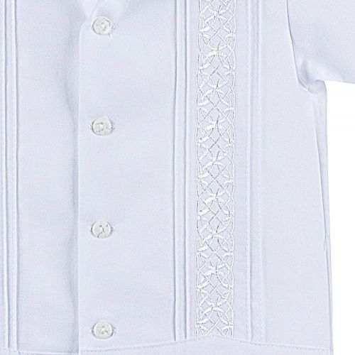  Details and Traditions Boys Guayabera Shirt, Boys Baptism Shirt w Pants Set, Mexican Wedding Shirt, Cotton Guayaberas, style 910