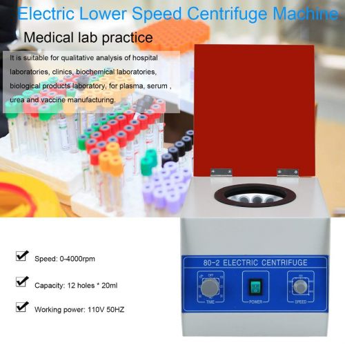  Detectoy Low Speed Electric Centrifuge Machine Desktop Laboratory Medical Practice Supplies Device 4000 RPM 20mlx12