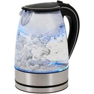 DEUBA Wasserkocher Teekocher Teekessel | 1,7L LED-Beleuchtung 2200W BPA frei Kalkfilter kabellos Glas Edelstahl
