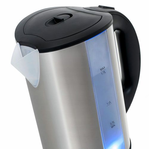  Deuba DEUBA Wasserkocher Teekocher Edelstahl, LED, 2200 Watt, 1,7 Liter, inkl. Kalkfilter, BPA frei, kabellos