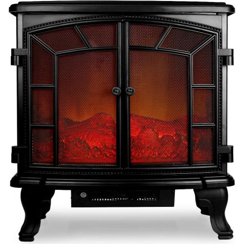  Deuba Double Door 2000 W Electric Fireplace with Fan Heater, Realistic Flame Effect and Remote Control