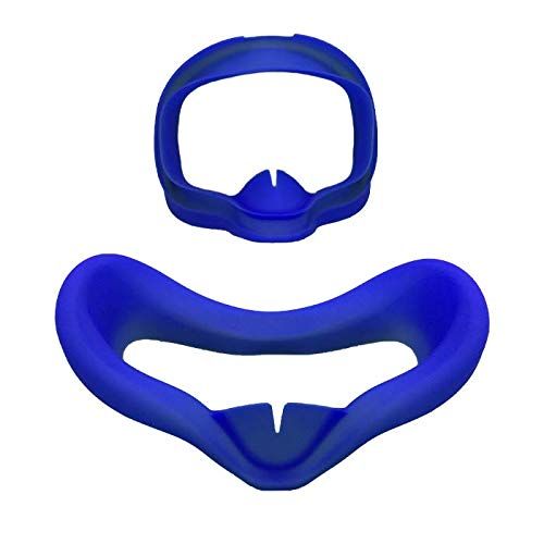  Devansi VR Face Silicone Cover Mask & Face Pad for Oculus Quest Face Cushion Cover Sweatproof Lightproof (Blue)
