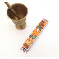 /DevarimYafimo Orange Mezuzah, Judaica, Jewish Wedding gift, Mezuzah With Scroll, Jewish Gift, Made in Israel, Mezuzah, Bat Mitzvah Gift, Hanukkah Gift