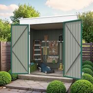 Devoko 6 x 8 FT Outdoor Storage Shed, Metal Garden Tool Sheds & Outdoor Storage House with Sloped Roof for Patio Lawn Backyard (Green)