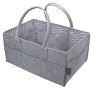 Devray Boutique Baby Diaper Caddy Organizer by Devray | Nursery Storage Bin | Grey Leather Pu Handles and Top...