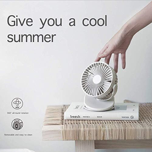  [아마존베스트]Dewys Desk Fan Battery Operated Clip On Mini USB Fan with 3 Speeds for Office and Home Dark Blue