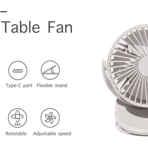  [아마존베스트]Dewys Desk Fan Battery Operated Clip On Mini USB Fan with 3 Speeds for Office and Home Dark Blue