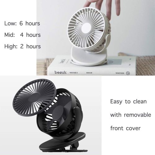  [아마존베스트]Dewys Desk Fan Battery Operated Clip On Mini USB Fan with 3 Speeds for Office and Home Dark Blue