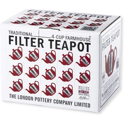  Dexam London Pottery Teekanne mit Filter, fuer 2 Tassen, Gruen, Keramik, weiss, 4 Cup