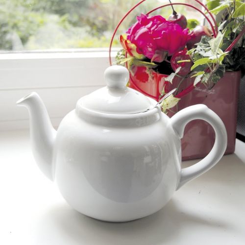  Dexam London Pottery Teekanne mit Filter, fuer 2 Tassen, Gruen, Keramik, weiss, 4 Cup
