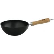 Dexam antihaftbeschichteter Wok aus Karbonstahl mit Holzgriff, 20cm