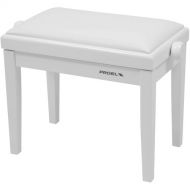 Dexibell Height Adjustable Wooden Bench (White Matte, White Velvet Seat)