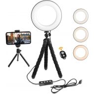 [아마존 핫딜]  [아마존핫딜]Deyard LED Ring Light with Tripod Stand & Cell Phone Holder for iPhone GoPro Xiaomi Yi Action Camera Suitable for YouTube Video and Makeup, with 3 Light Modes & 12 Brightness Level