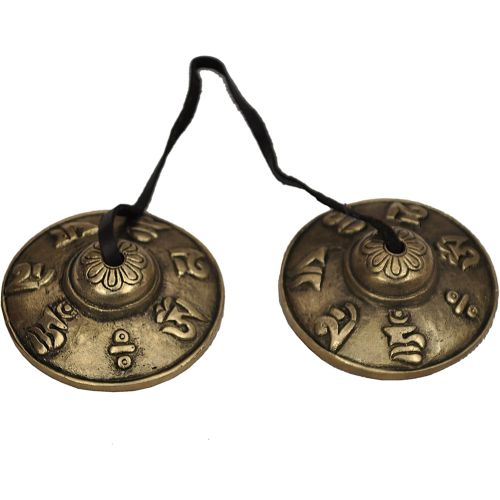  Dharma Store - Tibetan Tingsha Cymbals - 6.2 cm - OM Mane Padme Hum Symbols Embossed