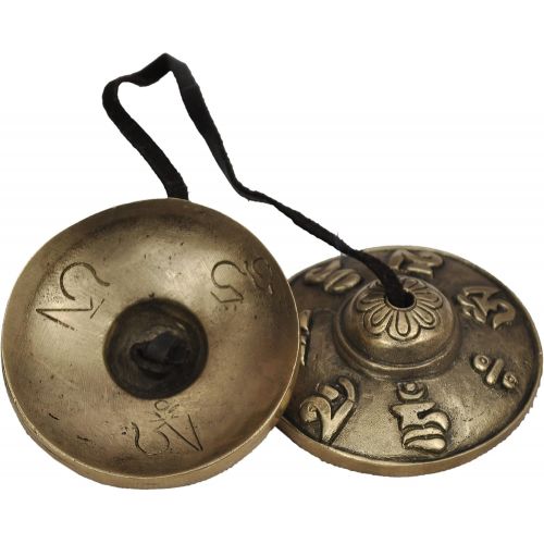  Dharma Store - Tibetan Tingsha Cymbals - 6.2 cm - OM Mane Padme Hum Symbols Embossed